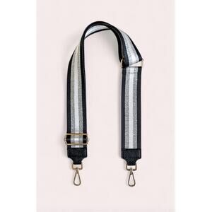 NEW DEBBIE KATZ metalic stripe bag strap in black